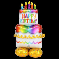 Airloonz Happy Birthday fødselsdags kage 130 cm (Kun til luft)