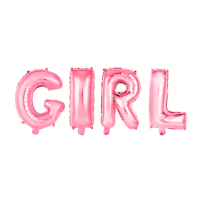 Foil text balloon GIRL pink 35 cm height (for air)