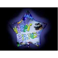 Happy Birthday LED Gigaloon foil star balloon 24" (without helium)