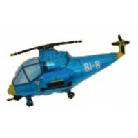 Helikopter Blå figur folie ballon 30" / 70 cm (uden helium)