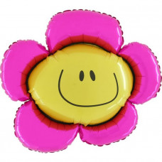 Smiley Flower Pink figure foil balloon 33" / 70 cm (without helium)