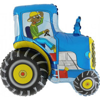 Traktor Blå figur folie ballon 29" / 70 cm (uden helium)