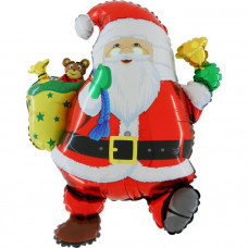 Santa Claus Walking with Bell figure foil balloon 30" / 70 cm (without helium)
