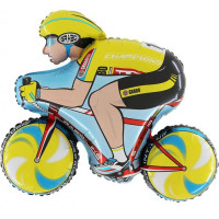 Cykelrytter Gul figur folie ballon 31" / 70 cm (uden helium)