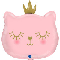 Kat Prinsesse Pink pastel figur folie ballon 21" / 50 cm (uden helium)