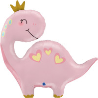 Dinosaur Pink pastel figur folie ballon 28" / 65 cm (uden helium)