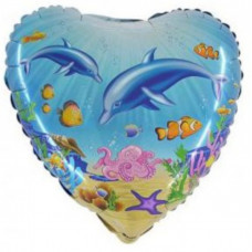 Dolphin heart foil balloon 18" / 40 cm (without helium)