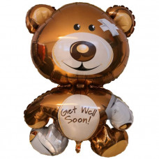 Get Well Soon Teddybear foil balloon 30" / 75 cm (without helium)