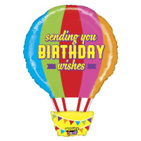 Birthday Wishes Varmluftsballon figur folie ballon 26" / 65 cm (uden helium)