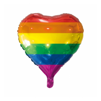 Regnbue hjerte folie ballon 18" / 40 cm (uden helium)