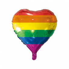 Rainbow heart foil balloon 18" / 40 cm (without helium)