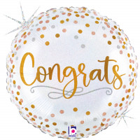 Congrats with confetti gold foil balloon 18" / 40 cm (without helium)
