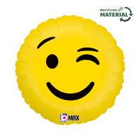 Emoji Smiley Wink rund folie ballon 18" / 40 cm (uden helium)