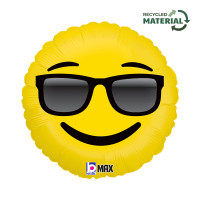 Emoji Smiley med Solbriller rund folie ballon 18" / 40 cm (uden helium)