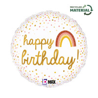 Happy Birthday Boho fødselsdags rund folie ballon 18" / 40 cm (uden helium)