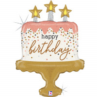 Happy Birthday cake with candles Rose Gold figure foil balloon 30" / 75 cm (without helium)