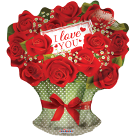 I Love You bouquet roses foil balloon 18" / 45 cm (without helium)