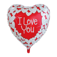 Heart foil balloon I Love You with white Hearts 36" / 80 cm