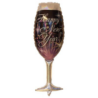 Happy New Year Champagne Glas 36" / 90 cm folie ballon (uden helium)