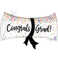 Student "Congrats Grad" Diplom med Konfetti 27" / 70 cm folie ballon (uden helium)