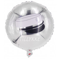 Student hat "tillykke"  round foil balloon 18" / 40 cm (without helium)