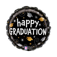 Student "Happy Graduation You Did It" sort rund folie ballon 18" / 40 cm (uden helium)