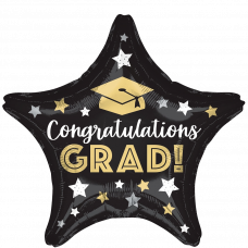 Student "Congratulations Grad" star foil balloon 18" / 40 cm (without helium)