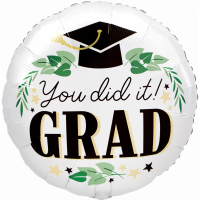Student "You did it Grad" round foil balloon 18" / 40 cm (without helium)