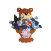 I Love You Teddybear with Flowers figure foil balloon 28" / 70 cm (without helium)