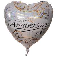Happy Anniversary hjerte folie ballon 18" / 40 cm (uden helium)