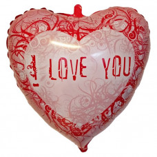 I Love You with Pattern heart foil balloon 18" / 40 cm (without helium)
