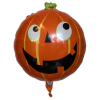 Halloween Græskar rund folie ballon 18" / 40 cm (uden helium)