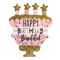 Happy Birthday Beautiful Cake Pink figure foil balloon 28" / 70 cm (without helium)