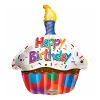 Happy Birthday Cupcake with Candle figure foil balloon 20" / 50 cm (without helium)