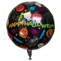 Happy Halloween med Græskar rund folie ballon 18" / 40 cm (uden helium)