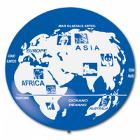 World Map 40" / 100 cm blue round latex balloon