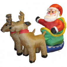 Santa Claus with Reindeer with Light and blower (H: 130 cm)