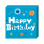 Servietter m Print: Happy birthday blå